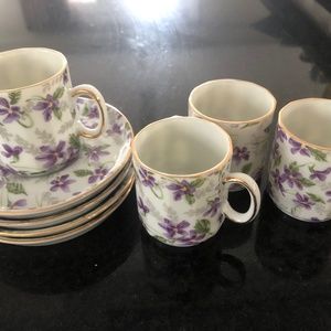 Violet espresso/ demitasse cups and saucers Japan. Birks